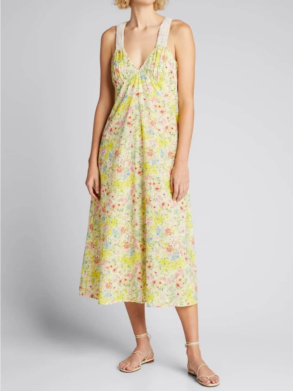 LOVESHACKFANCY Sabina Floral-Print Cotton Midi Dress Size 4 Love Shack Fancy